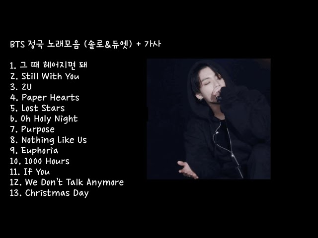[JK Playlist] BTS Junkook Songs + 10,000 Hours - Lyrics included (no ads) / BTS JK Solo & Duet