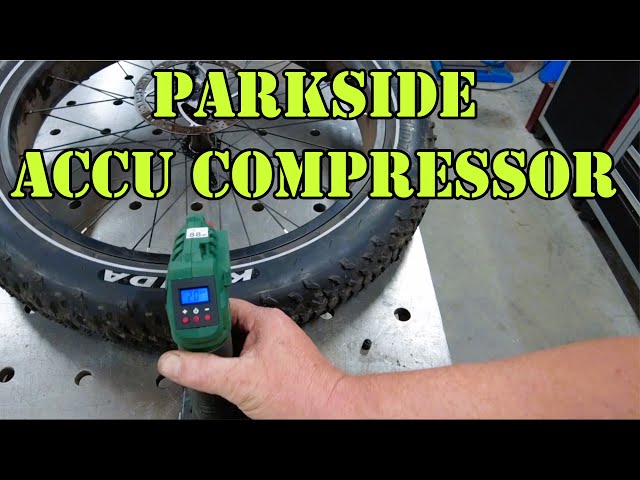 Parkside accu-compressor op 20 Volt van de Lidl werkt dat voor een dikke banden fiets.