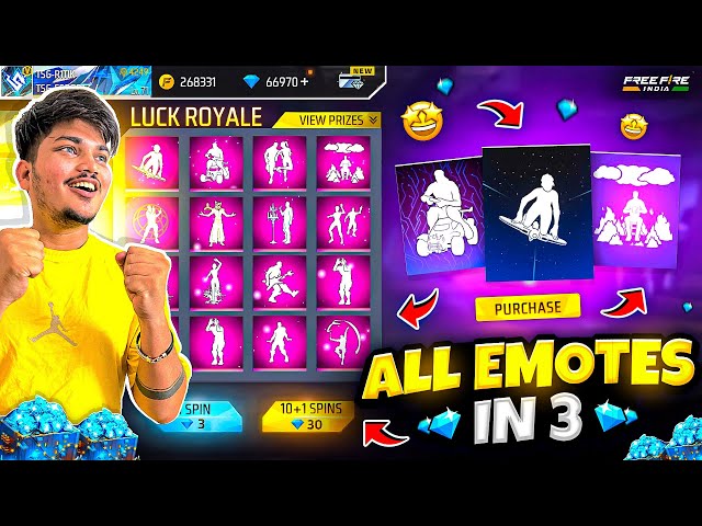 Free Fire New Emotes In 3 Diamonds💎🥳 I Got Everything Max Out in 10.000 Diamonds -Garena Free Fire