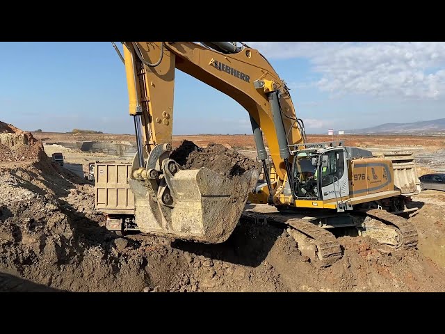 Liebherr 976 Excavator Loading Mercedes & MAN Trucks - Labrianidis Mining Works