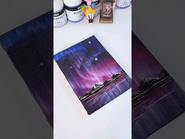 Easy Aurora Acrylic Painting Step By Step #art #painting #shorts