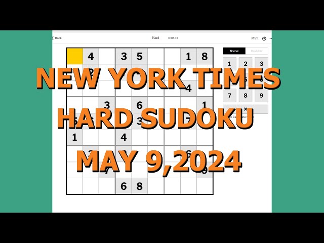 New York Times Hard Sudoku May 9, 2024