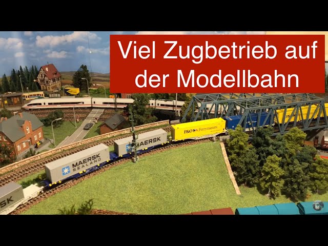 Trains running on model railway layout August 2018