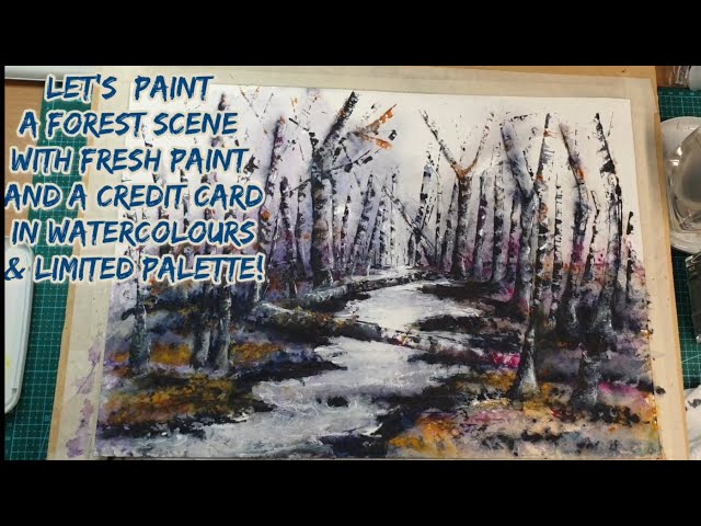 Birch Forest in Watercolor Limited Palette & Credit Card! Easy Tutorial suitable for Beginners too!