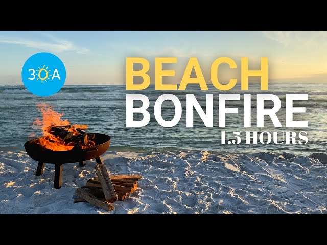 Ocean Waves and Crackling Fire White Noise | Beach Bonfire on 30A 🔥🌊
