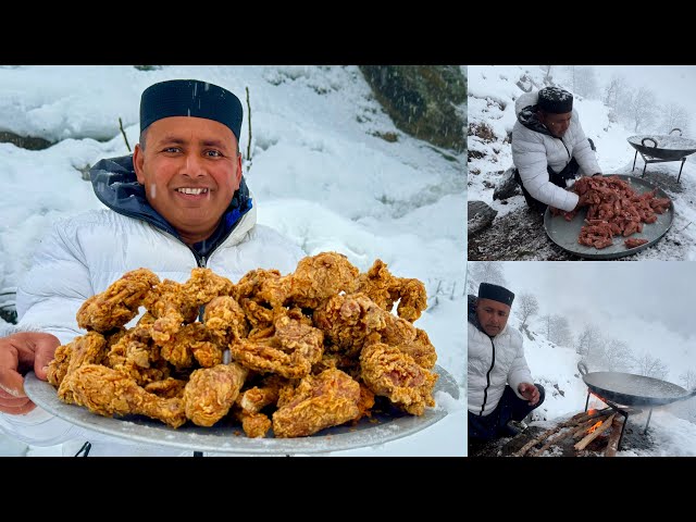 Cooking 20 KG Fried Chicken On a Snowy Winter Day | Life in a Snowy Village | Village Food Secrets