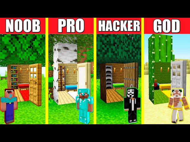 Minecraft Battle: INSIDE TREE HOUSE BUILD CHALLENGE - NOOB vs PRO vs HACKER vs GOD / Animation