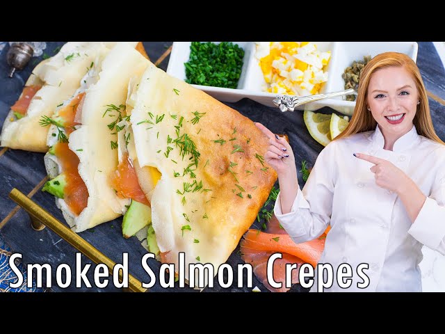 Smoked Salmon Savory Crepes - with Avocado, Dill, Capers & More! Great BRUNCH Idea!