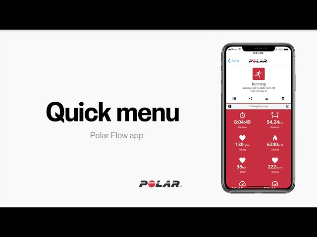 Polar Flow app | Quick menu