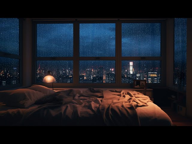 Deep Sleep Guaranteed with Heavy Rain and Thunderstorm Ambience on Window in Cozy Room At Night ⛈️