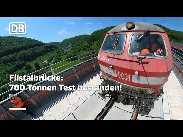 Filstalbrücke besteht 700 Tonnen Test! Deutsche Bahn prüft Neubaustrecke Wendlingen–Ulm.