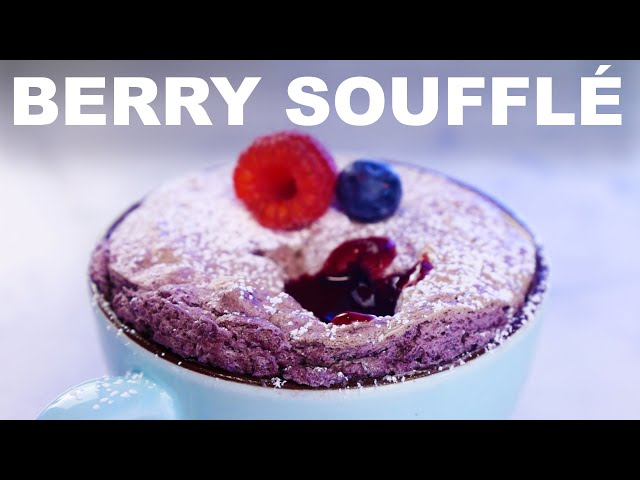 Fresh berry soufflé with berry sauce