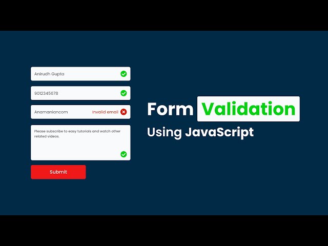How To Make Form Validation Using JavaScript | Validate Form Using JavaScript