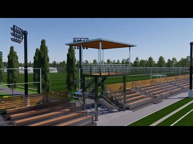 Football/Soccer field complex 3D rendering walk-through animation