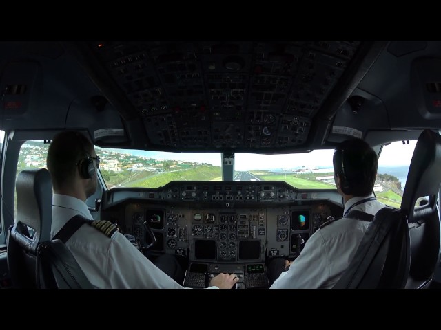 A310 Landing at Madeira Full cockpit view.