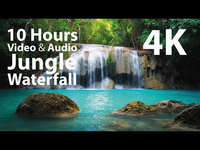 4K UHD 10 hours - Jungle Waterfall - mindfulness, ambience, relaxing, meditation, nature