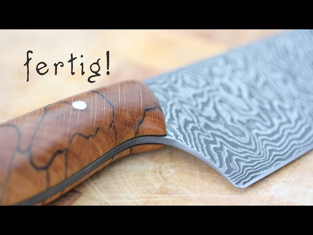 Damascus chef knife 9 | glueing handle scales, sharpen, finished