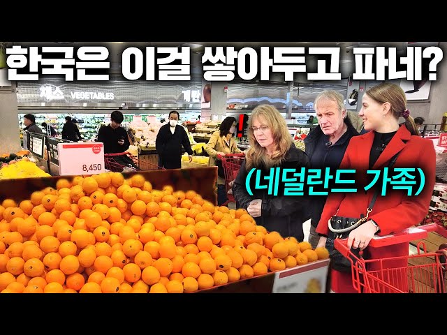 한국마트에 산더미처럼 쌓인 이것을 보고 놀란 네덜란드 가족..(한국마트 첫 방문) | 한국에서 뭐하지?
