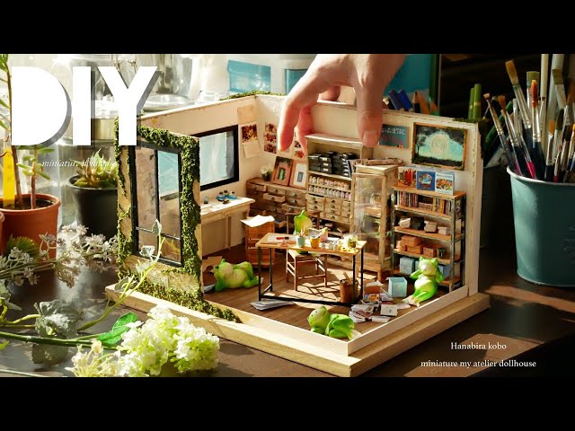 DIY☺︎miniature "my atelier dollhouse" ミニチュアHanabira工房の仕事部屋 Retro (antique) furniture レトロな家具の作り方~