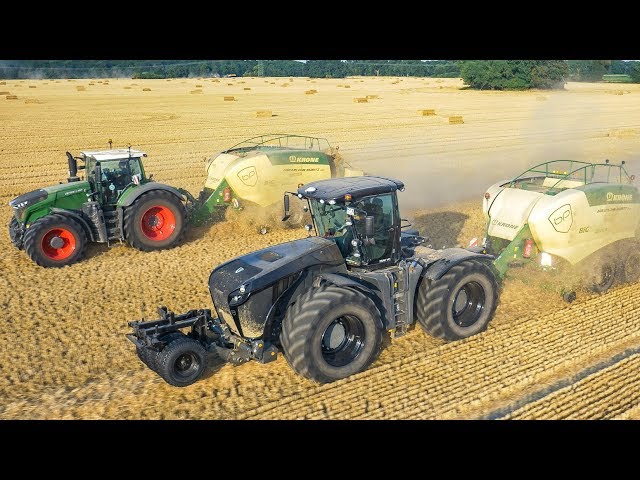 FENDT & CLAAS tractor with KRONE BigPack Baling press | JCB wheel loader