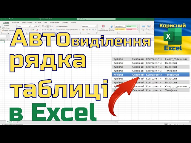 Автовиділення кольором рядка розумної таблиці в Excel українскьою для початківців.