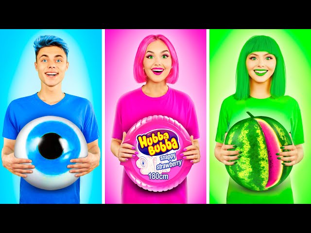 1 Colour Food Eating Challenge | Pink Vs Green VS Blue Food Battle and Mukbang by RATATA CHALLENGE