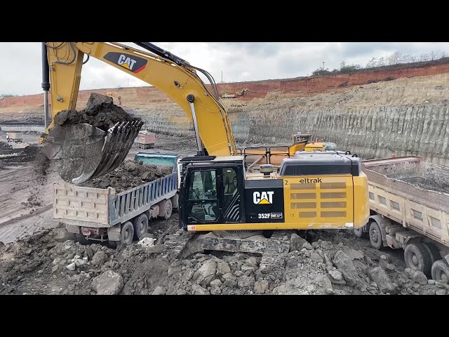 Caterpillar 352F Excavator Loading Trucks With Four Passes - Ascon Ltd