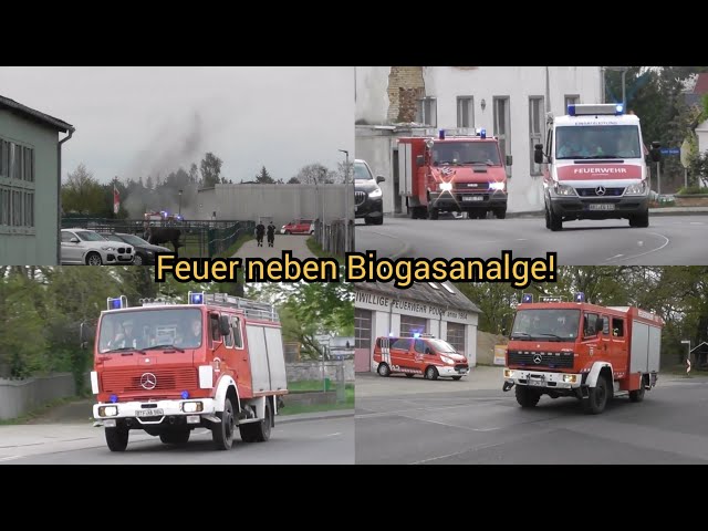 Feuer neben Biokraftwerk in Schlaitz - Alarm Löschzug Mulde - FF Muldestausee auf Einsatzfahrt