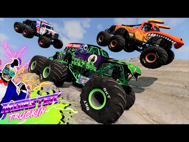 Monster Jam INSANE Racing, Freestyle and High Speed Jumps #18 | BeamNG Drive | Grave Digger