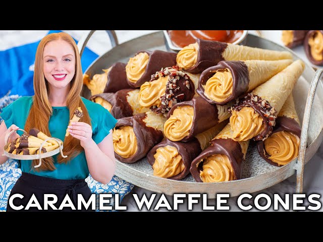 Chocolate Caramel Waffle Cones | These are so delicious!