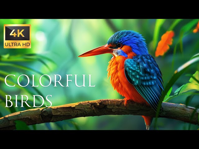 4K Colorful Kingfisher - Beautiful Birds Sound in the Forest | Bird Melodies