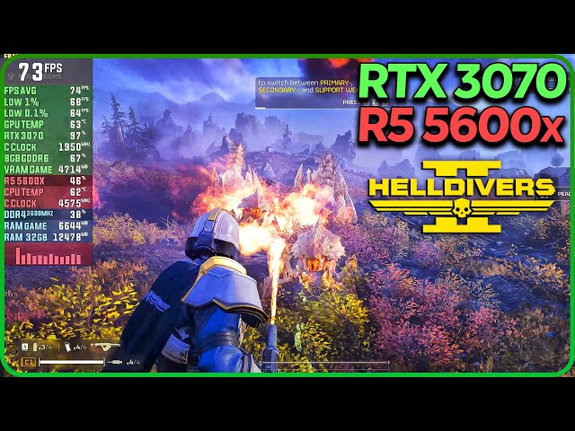 Helldivers 2 RTX 3070 FPS Test Ultra/High Settings