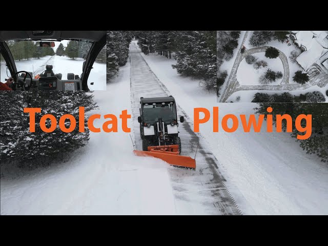 ✅ Toolcat Snow Plowing Large Concrete Driveway with 8ft Angle Plow - TMG SP-240 Hydraulic Angle Plow