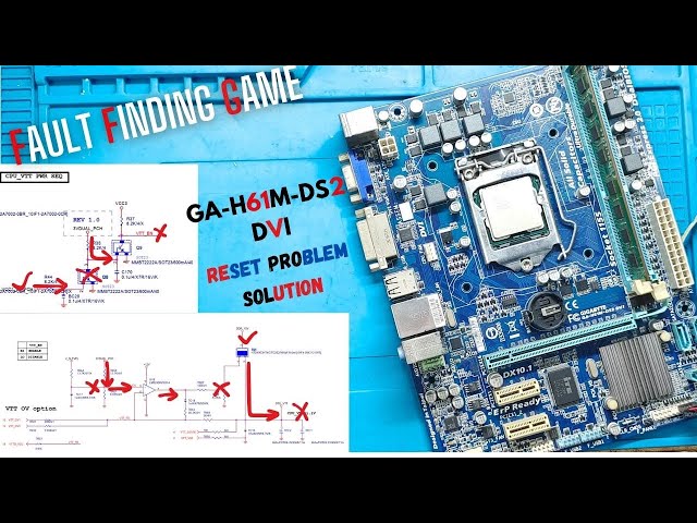 GA-H61M-DS2 DVI RESET PROBLEM SOLUTION | VTT SUPPLY MISSING | #gigabyte #h61 #motherboardrepair