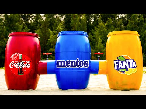 EXPERIMENT: Big Toothpaste Eruption from Giant Coca-Cola vs Mentos and Fanta