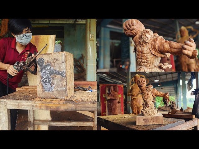 How to Carve Luffy Gear 4 Out Of Wood  - Sculpture timelapse