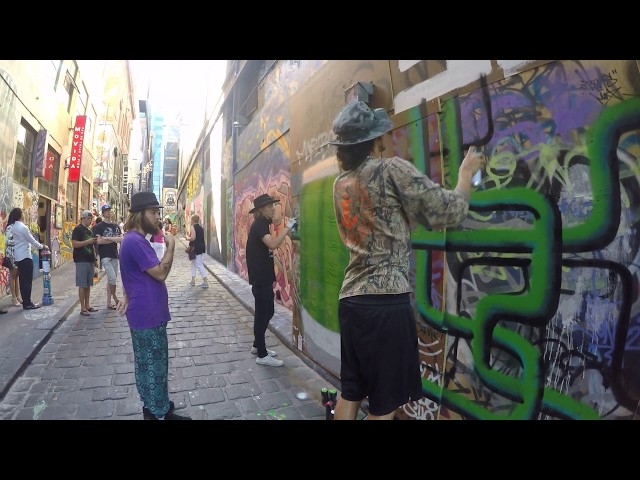 Graffiti Artists in Hosier Lane, Melbourne, Australia