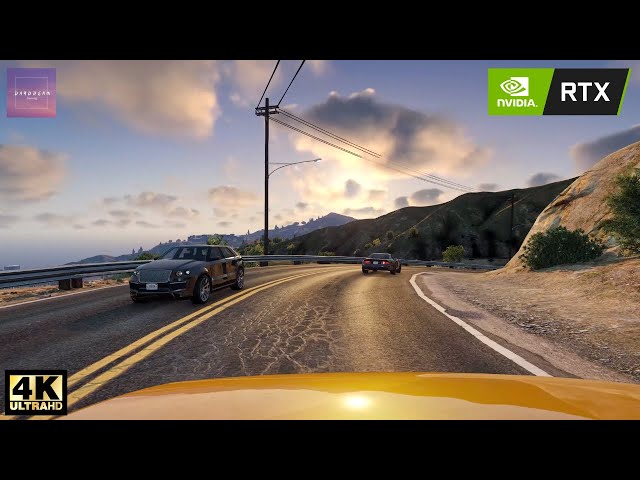 GTA 5 Relaxing Driving Tour | Realistic Drive w/ Steering Wheel | Natural Vision Evolved 2022