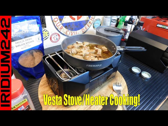 Vesta Heater Stove Cooking - Freeze Dry Hibachi Steak!