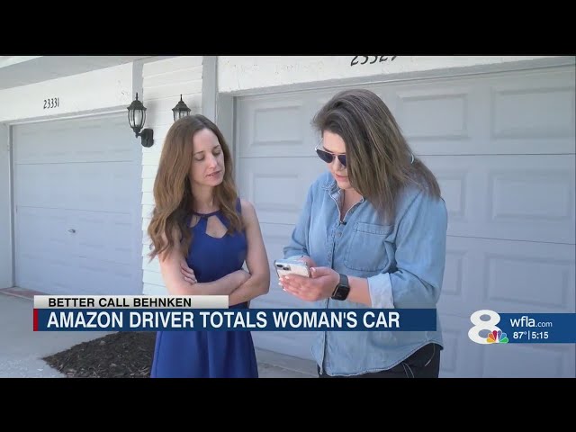 Woman's car totaled in her driveway by Amazon driver