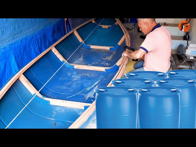Man Transforms Plastic Drums into an Amazing Boat | Start to Finish Build by @araujocaiaque