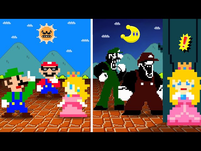 Super Mario Bros. But Moon Makes Mario and Luigi Scary At Night...