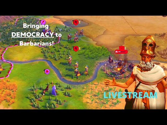 Bringing DEMOCRACY to uncultured BARBARIANS in the new Civ 6 update! [Livestream]