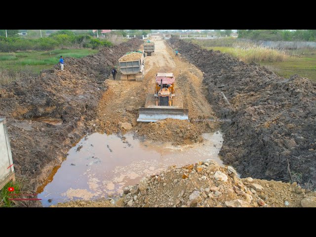 Ultimate Episode Finals​ Of Construction New Road Foundation Processing By Komatsu Dozer Dump Trucks