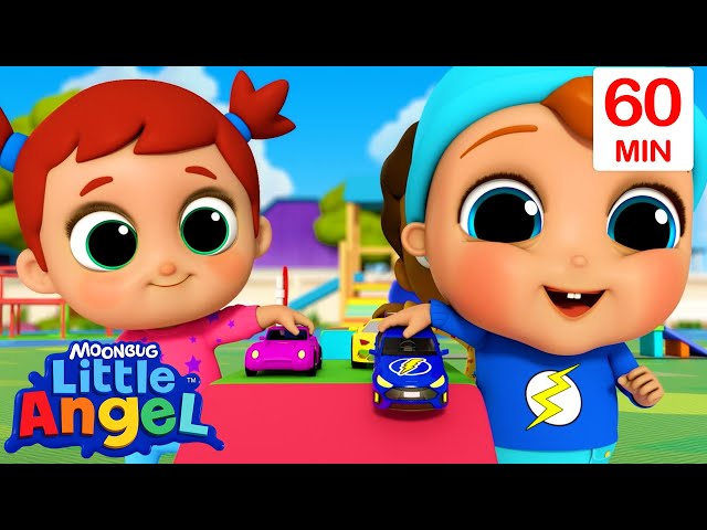 Racing Cars On The Playground | Little Angel Best Cars & Truck Songs for Kids | Moonbug Kids
