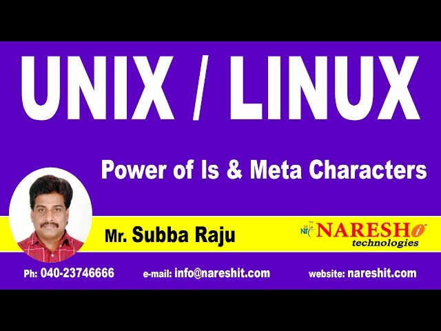 Power of ls & Meta Characters | UNIX Tutorial | Mr. Subba Raju