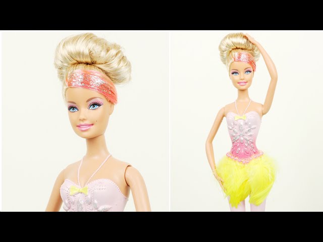 Barbie Balerin Oldu!! Kırmızı ve Sarı Saçlı Barbie Yapımı ve Sarı Tütü Etek Nasıl Yapılır