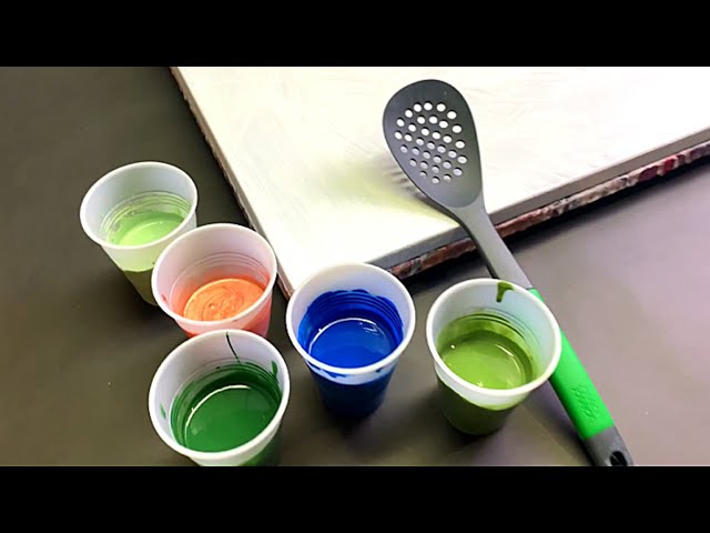 Acrylic Pouring Technique with a SKIMMER! Fluid Painting STRING Pulling Wigglz Art Pour Painting!!
