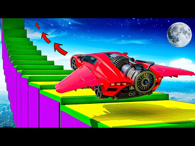 How far can a car with wings climb up the steps in GTA 5?