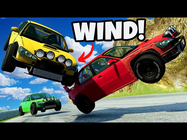 Racing Downhill Against HURRICANE WINDS in BeamNG Drive Mods!